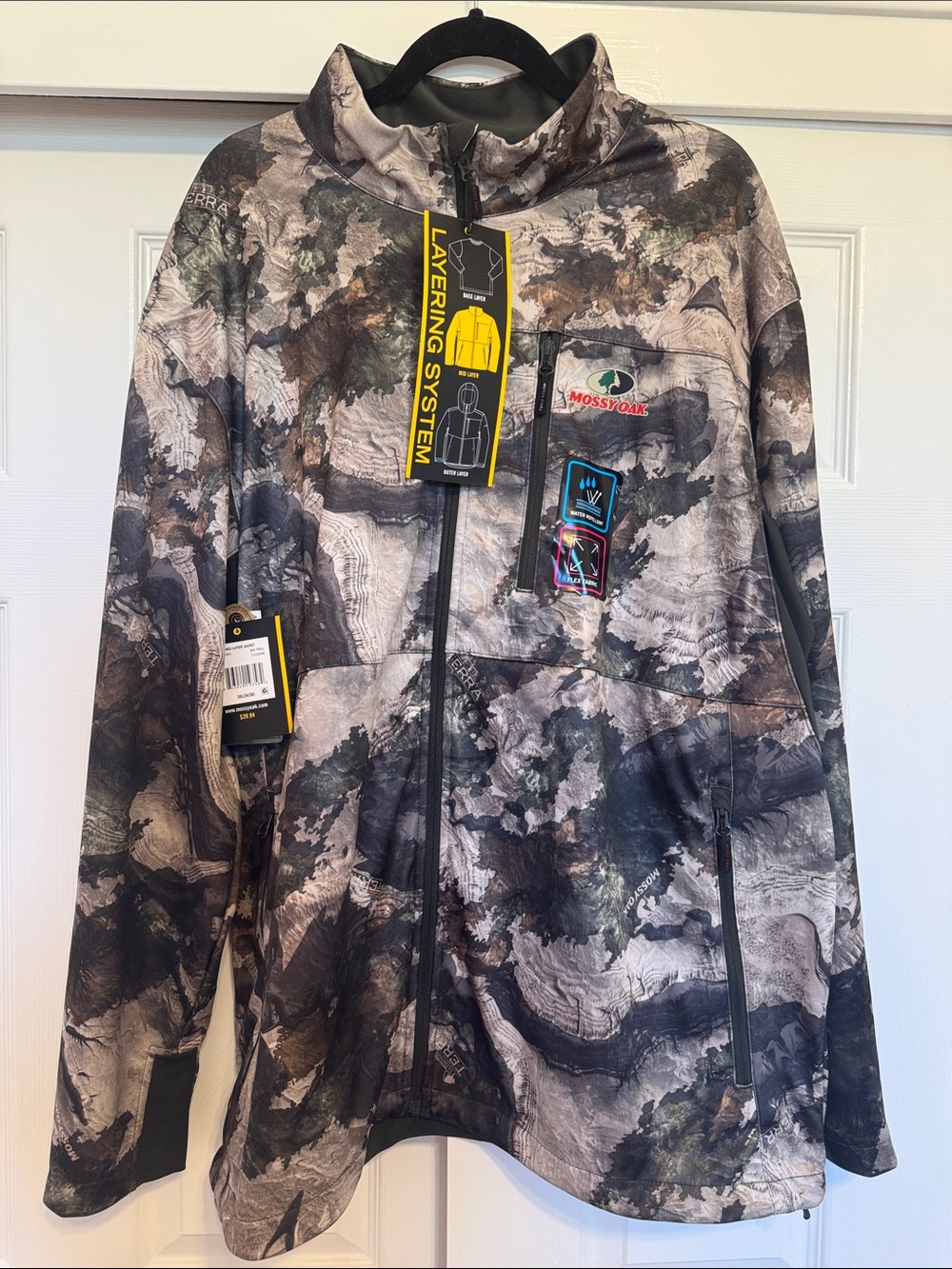 Mossy Oak Men’s Camouflage Puffer Jacket - Gray, Green, Brown 3XL